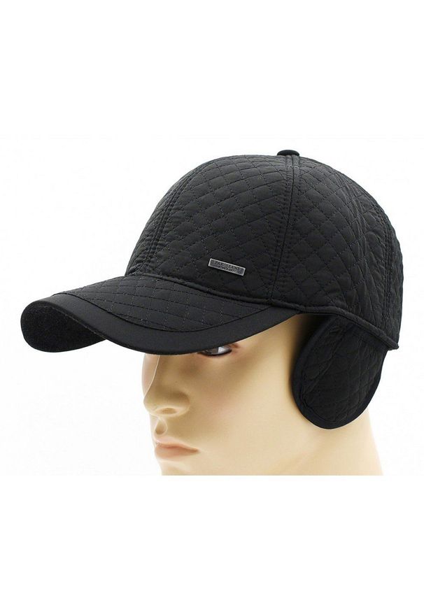 Czapka Czarna z Daszkiem, z Nausznikami, Pikowana, Jesienno-Zimowy -Pako Jeans. Kolor: czarny. Materiał: bawełna, poliester. Sezon: jesień, zima