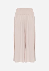 Renee - Jasnobeżowe Szerokie Spodnie High Waist o Długości 7/8 Rathi. Stan: podwyższony. Kolor: beżowy. Materiał: wiskoza, tkanina #3