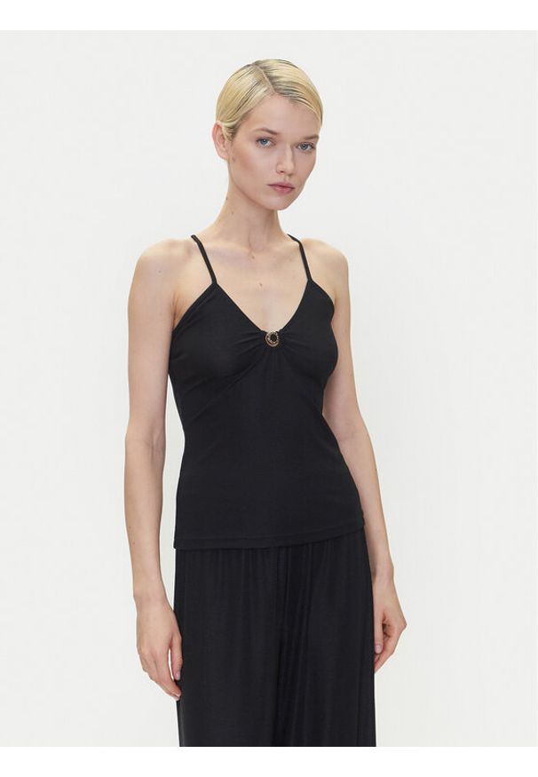 Emporio Armani Top EW001292 AF12206 FC043 Czarny Slim Fit. Kolor: czarny. Materiał: syntetyk