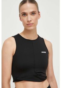 Guess top damski kolor czarny. Kolor: czarny. Materiał: dzianina. Styl: klasyczny #1