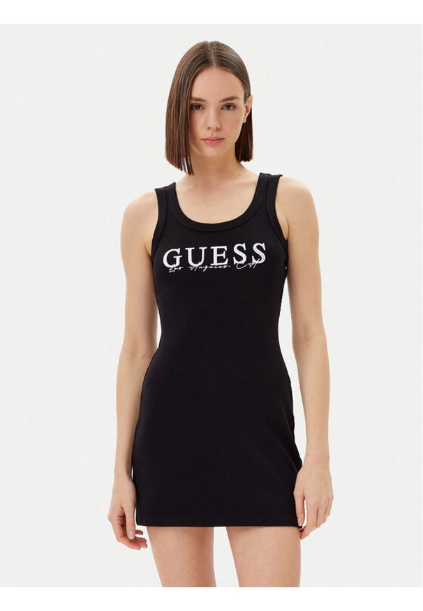 Guess Sukienka codzienna V5GK06 K8RT2 Czarny Slim Fit. Okazja: na co dzień. Kolor: czarny. Materiał: wiskoza. Typ sukienki: proste. Styl: casual