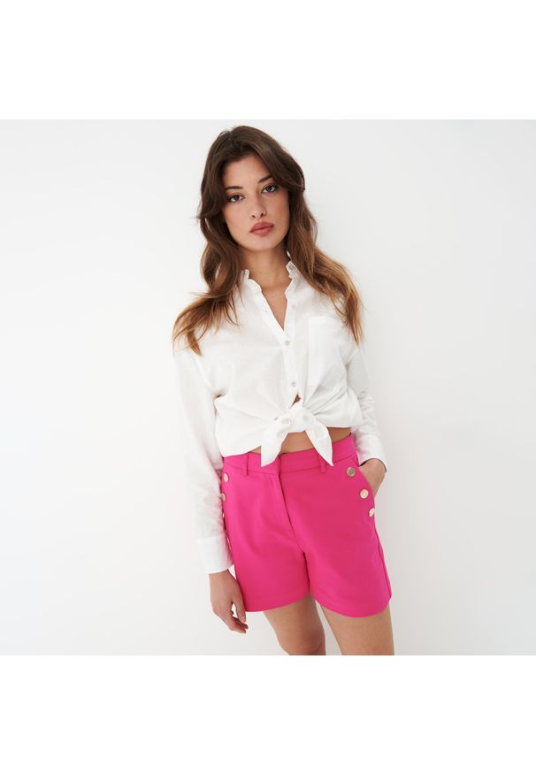 Mohito - Różowe szorty z wysokim stanem - Różowy. Stan: podwyższony. Kolor: różowy