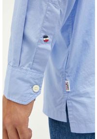 Tommy Jeans koszula bawełniana męska kolor niebieski relaxed z kołnierzykiem button-down. Typ kołnierza: button down. Kolor: niebieski. Materiał: bawełna. Długość rękawa: długi rękaw. Długość: długie #2