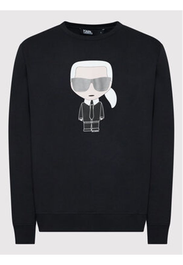 Karl Lagerfeld - KARL LAGERFELD Bluza Sweat Crewneck 705071 500951 Czarny Regular Fit. Typ kołnierza: dekolt w karo. Kolor: czarny. Materiał: bawełna
