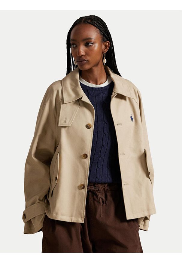 Polo Ralph Lauren Trencz 211A93141001 Beżowy Oversize. Typ kołnierza: polo. Kolor: beżowy. Materiał: bawełna