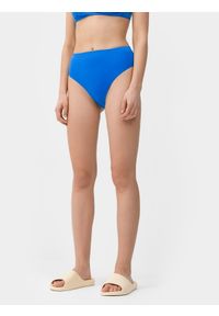 4f - 4F Dół od bikini damski S. Stan: podwyższony. Kolor: niebieski. Materiał: włókno, dzianina, materiał. Wzór: gładki
