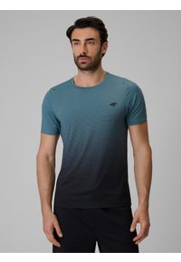 4f - 4F Koszulka treningowa regular szybkoschnąca męska - turkusowa XL. Kolor: turkusowy. Materiał: materiał, tkanina. Długość: krótkie. Sport: fitness #2
