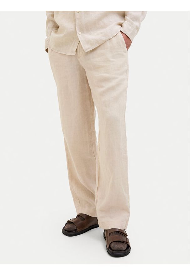 Jack & Jones Chinosy St. Karl 12253120 Beżowy Loose Leg. Kolor: beżowy. Materiał: len