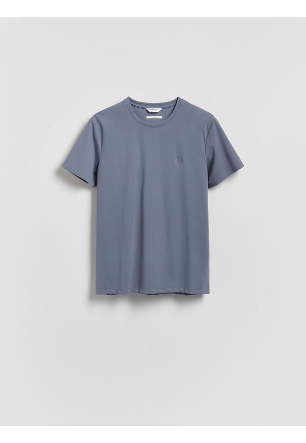 Reserved - T-shirt slim z bawełną merceryzowaną - szary. Kolor: szary. Materiał: bawełna