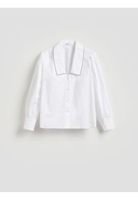 Reserved - Bawełniana koszula z kołnierzykiem - biały. Kolor: biały. Materiał: bawełna #1