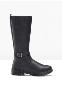 bonprix - Kozaki. Zapięcie: sprzączka. Kolor: czarny. Materiał: skóra. Szerokość cholewki: szeroka #1