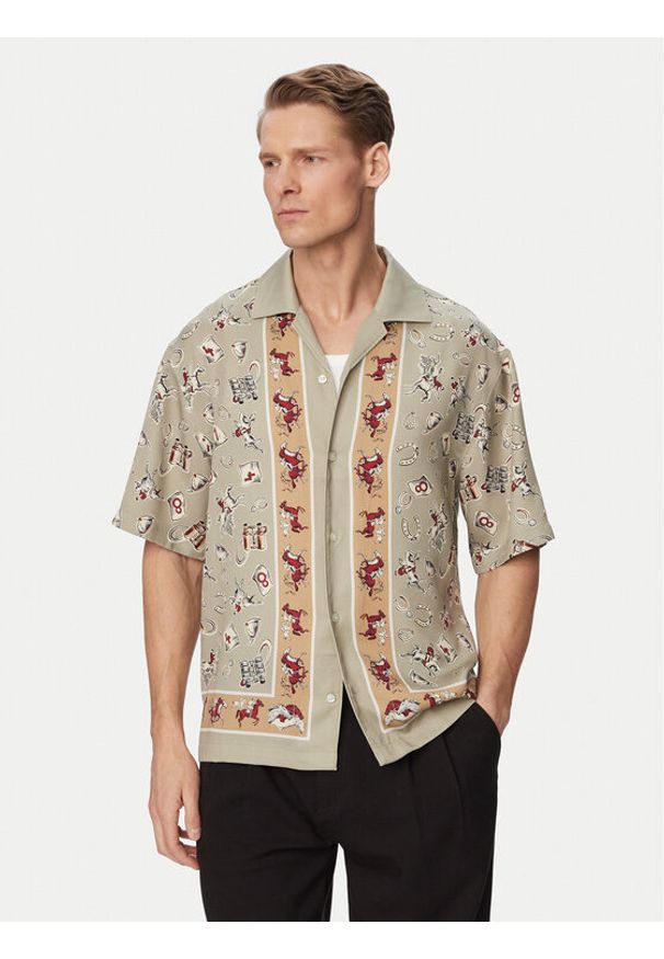 Hugo - HUGO Koszula Espino 50560632 Zielony jasny Oversize. Kolor: zielony. Materiał: lyocell