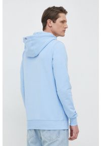 TOMMY HILFIGER - Tommy Hilfiger bluza męska kolor niebieski z kapturem gładka. Typ kołnierza: kaptur. Kolor: niebieski. Materiał: bawełna, materiał. Długość rękawa: długi rękaw. Długość: długie. Wzór: gładki #2