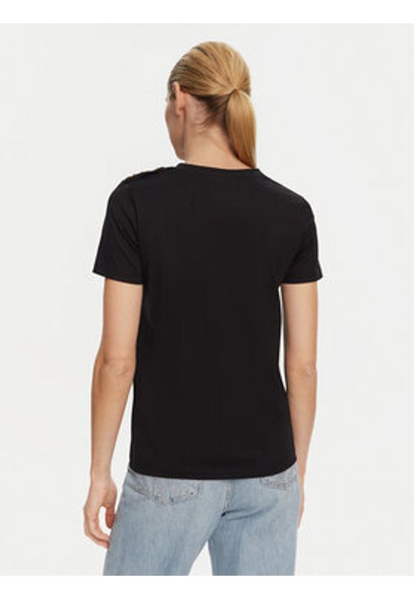 Balmain T-Shirt BF1EF005BB02 Czarny Regular Fit. Kolor: czarny. Materiał: bawełna