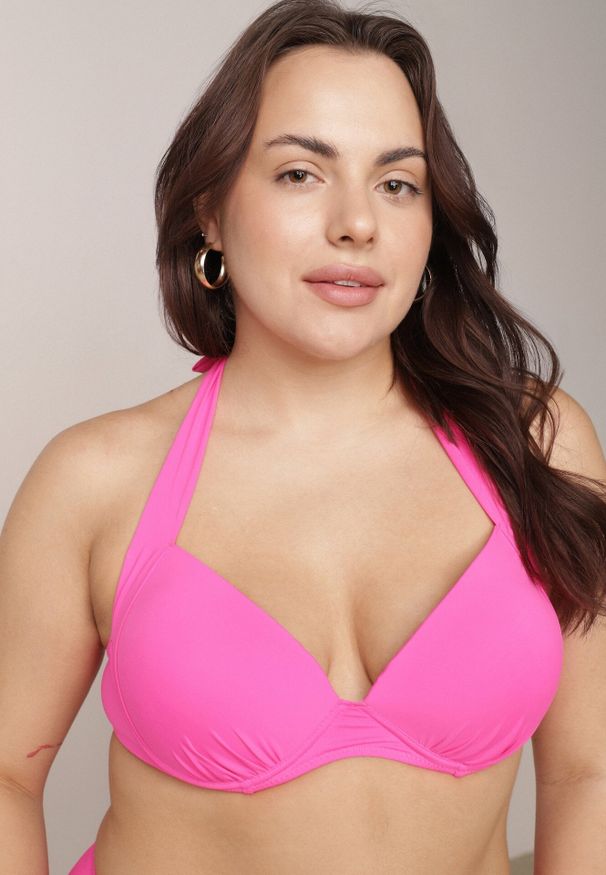 Born2be - Fuksjowe Bikini z Wiązanym Biustonoszem i Figami Kąpielowymi z Wysokim Stanem Kalisea. Stan: podwyższony. Kolekcja: plus size. Kolor: różowy