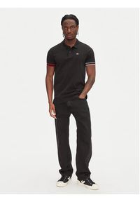Tommy Jeans Polo Flag Cuff DM0DM21306 Czarny Slim Fit. Typ kołnierza: polo. Kolor: czarny. Materiał: bawełna