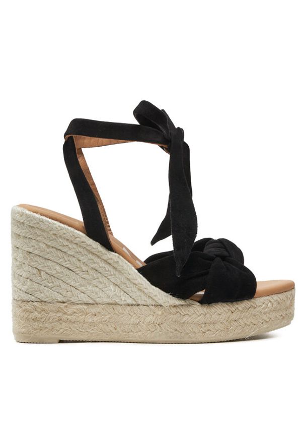 Manebi Espadryle Hamptons Wedge Espadrilles With Knot K 1.0 WS Czarny. Kolor: czarny. Materiał: skóra, zamsz