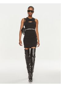 Karl Lagerfeld Jeans Sukienka codzienna 241J1303 Czarny Slim Fit. Okazja: na co dzień. Kolor: czarny. Materiał: bawełna. Typ sukienki: proste. Styl: casual