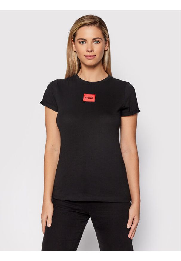Hugo T-Shirt The Slimtee 50456008 Czarny Slim Fit. Kolor: czarny. Materiał: bawełna
