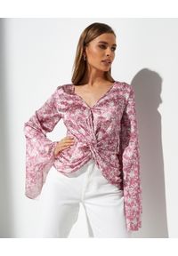 CAROLINE CONSTAS - Jedwabna różowa bluzka Romy. Kolor: różowy, wielokolorowy, fioletowy. Materiał: jedwab. Długość rękawa: długi rękaw. Długość: długie. Wzór: aplikacja, kwiaty. Styl: elegancki #1
