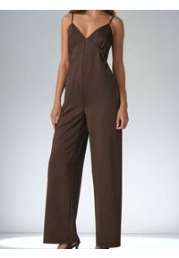 Sinsay - Kombinezon na ramiączkach - brązowy. Kolor: brązowy. Materiał: włókno, materiał. Długość rękawa: na ramiączkach. Długość: długie #1