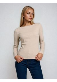 Sinsay - Koszulka z długim rękawem - beżowy. Kolor: beżowy. Długość rękawa: długi rękaw. Długość: długie #1
