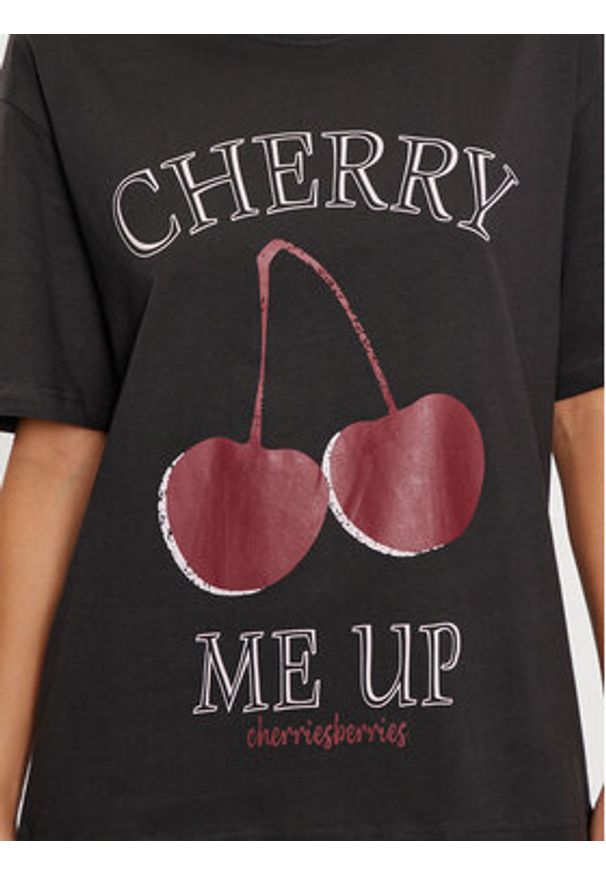 Gina Tricot T-Shirt 23980 Czarny Oversize. Kolor: czarny. Materiał: bawełna