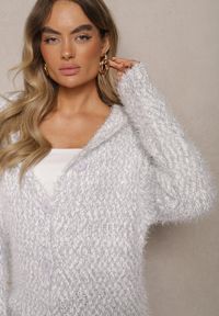 Renee - Szary Zapinany Kardigan z Kapturem i Kieszeniami Naustinas. Okazja: na co dzień. Typ kołnierza: kaptur. Kolor: szary. Materiał: jeans. Styl: casual #5