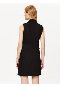 Karl Lagerfeld - KARL LAGERFELD Sukienka codzienna Punto 231W1312 Czarny Regular Fit. Okazja: na co dzień. Typ kołnierza: dekolt w karo. Kolor: czarny. Materiał: syntetyk, wiskoza. Typ sukienki: proste. Styl: casual