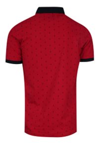 Le Marin - Koszulka POLO, Czerwona w Kotwice, Wzór Marinistyczny, Męska, Casualowa, Krótki Rękaw, T-shirt. Okazja: na co dzień. Typ kołnierza: polo. Kolor: czerwony. Materiał: bawełna. Długość rękawa: krótki rękaw. Długość: krótkie. Styl: casual #2