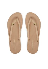 TOMMY HILFIGER - Tommy Hilfiger Japonki Elevated Chic Beach Sandal FW0FW08523 Beżowy. Kolor: beżowy. Materiał: skóra #1