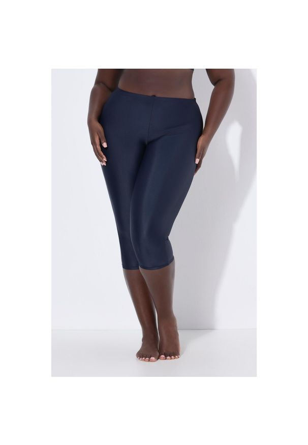 ULLA POPKEN - Damskie Rybaczki do pływania do kolan komfortowy stretch. Kolekcja: plus size. Kolor: niebieski. Materiał: elastan, poliamid. Długość: do kolan