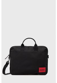 Hugo - HUGO torba na laptopa kolor czarny. Kolor: czarny. Materiał: włókno