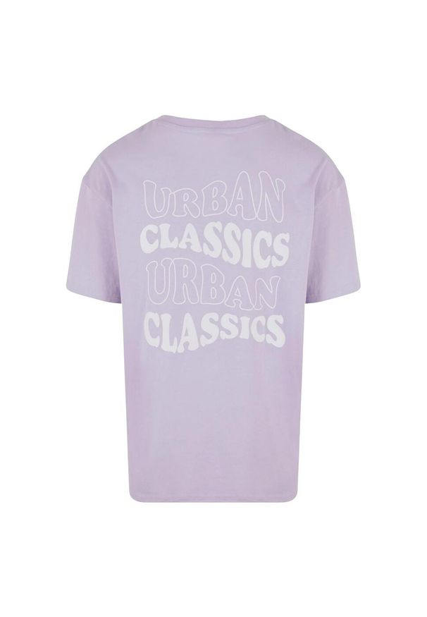 Urban Classics - Męska Koszulka Wavy Logo Heavyweight Oversized T-shirt. Kolor: czerwony, wielokolorowy, różowy