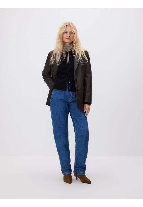 Reserved - Wełniany kardigan - czarny. Kolor: czarny. Materiał: wełna