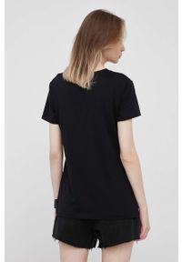 Armani Exchange t-shirt bawełniany kolor czarny. Kolor: czarny. Materiał: bawełna. Długość rękawa: krótki rękaw. Długość: krótkie. Wzór: gładki