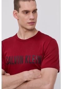 Calvin Klein Underwear T-shirt piżamowy kolor bordowy z nadrukiem. Kolor: czerwony. Materiał: dzianina. Wzór: nadruk #2