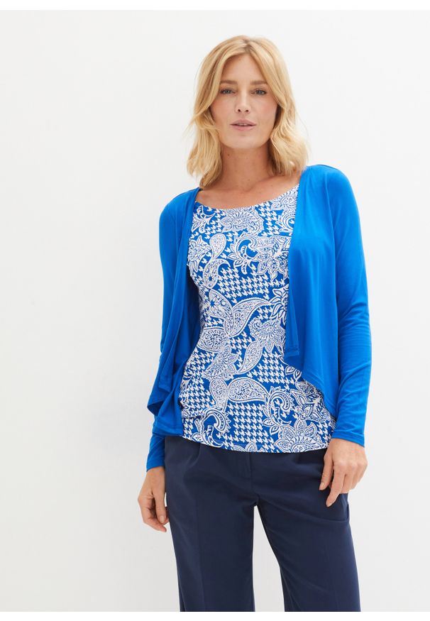 bonprix - Shirt 2 w 1 ze zrównoważonej wiskozy z nadrukiem w deseń paisley. Kolor: niebieski. Materiał: wiskoza. Wzór: nadruk, paisley