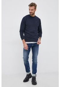 Pepe Jeans Bluza bawełniana Devon męska kolor granatowy gładka. Okazja: na co dzień. Kolor: niebieski. Materiał: bawełna. Wzór: gładki. Styl: casual #2