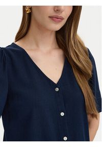Vero Moda Sukienka letnia Mymilo 10340466 Granatowy Regular Fit. Kolor: niebieski. Materiał: len, wiskoza. Sezon: lato #3