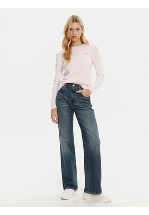 TOMMY HILFIGER - Tommy Hilfiger Sweter WW0WW44984 Różowy Regular Fit. Kolor: różowy. Materiał: bawełna, syntetyk