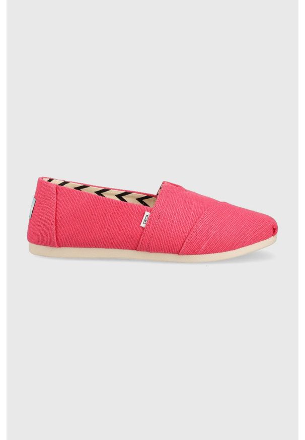 Toms espadryle Alpargata kolor różowy. Nosek buta: okrągły. Kolor: różowy. Materiał: guma, materiał. Wzór: gładki