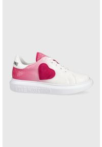Love Moschino buty kolor biały. Nosek buta: okrągły. Kolor: biały. Materiał: guma. Obcas: na platformie