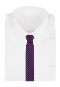 Klasyczny Krawat Klubowy - Alties - Drobny Prążek, Fuksja i Granat. Kolor: niebieski, różowy, wielokolorowy. Materiał: tkanina. Wzór: prążki. Styl: klasyczny #5