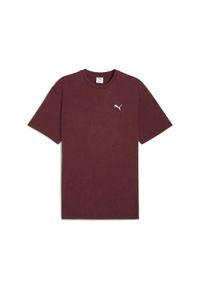 Puma - Męska koszulka Essentials Elevated o luźnym kroju z efektem sprania PUMA. Kolor: czerwony. Sport: fitness