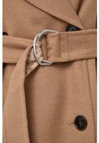 BOSS płaszcz wełniany kolor beżowy przejściowy dwurzędowy. Okazja: na co dzień. Kolor: beżowy. Materiał: wełna. Styl: casual, klasyczny #6