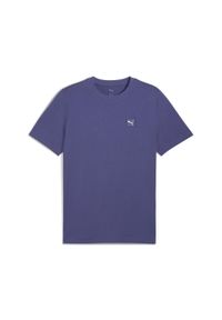 Puma - Męska koszulka Essentials Elevated PUMA Blue Crystal. Kolor: niebieski. Wzór: aplikacja, haft