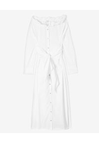 Kenzo - KENZO - Biała sukienka z hiszpańskim dekoltem. Kolor: biały. Materiał: bawełna. Długość rękawa: długi rękaw. Typ sukienki: asymetryczne. Styl: boho, wakacyjny. Długość: maxi #2