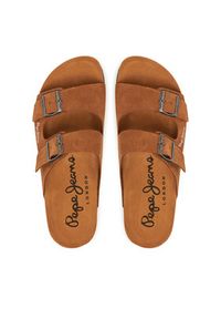 Pepe Jeans Klapki PMS90112 Beżowy. Kolor: beżowy. Materiał: zamsz, skóra
