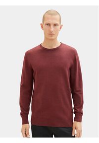 Tom Tailor Sweter 1027661 Bordowy Regular Fit. Kolor: czerwony. Materiał: bawełna #5